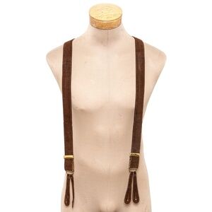VINTAGE POLO RALPH LAUREN USA MADE SUEDE LEATHER SUSPENDERS BRACES BROWN